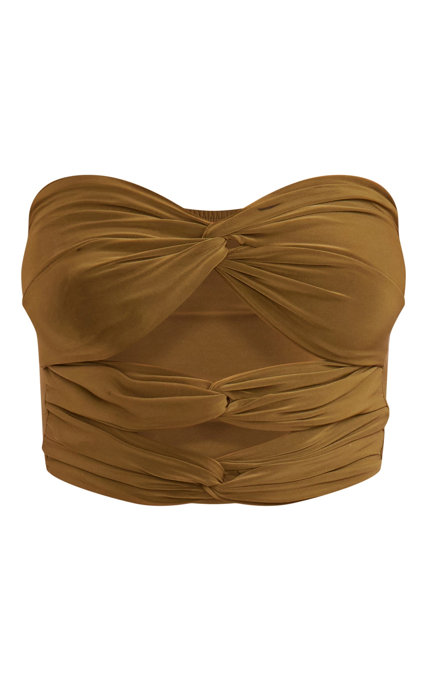 Olive Slinky Cut Out Detail Bandeau Top