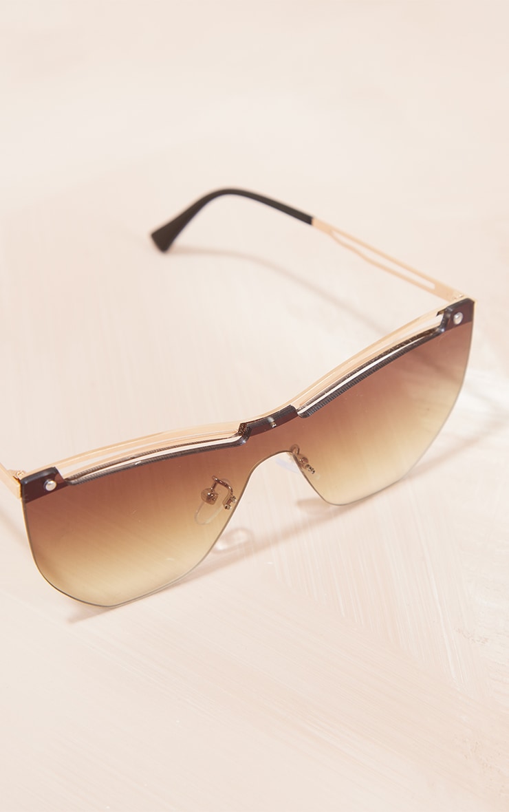 Brown Gold Top Framed Cat Eye Sunglasses