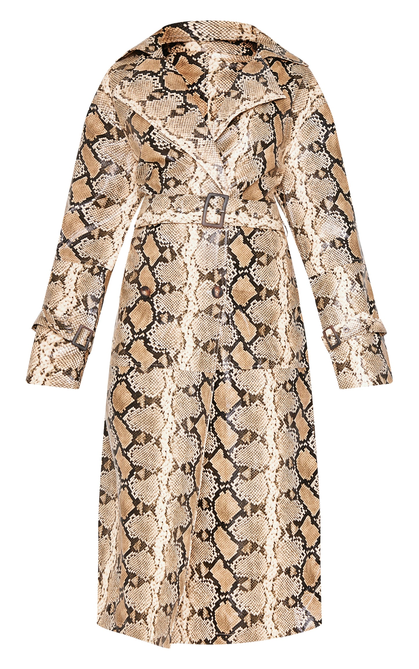 Beige Snake Faux Leather Coat