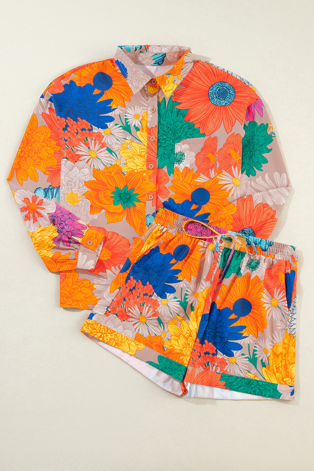 Orange Floral Printed Set