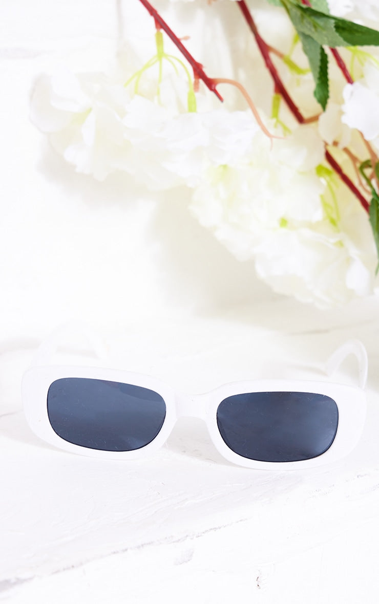 White Rectangle Slim Sunglasses