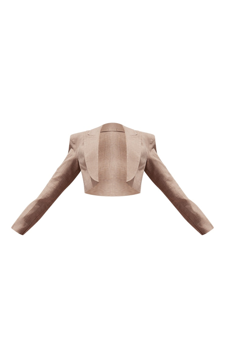 PLT Label Taupe Cropped Blazer - HCWP 