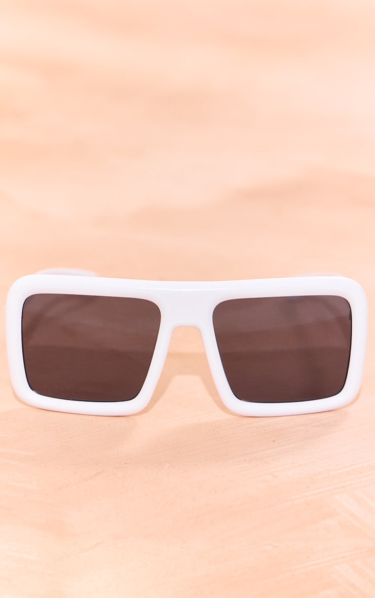 White Chunky Frame Visor Sunglasses