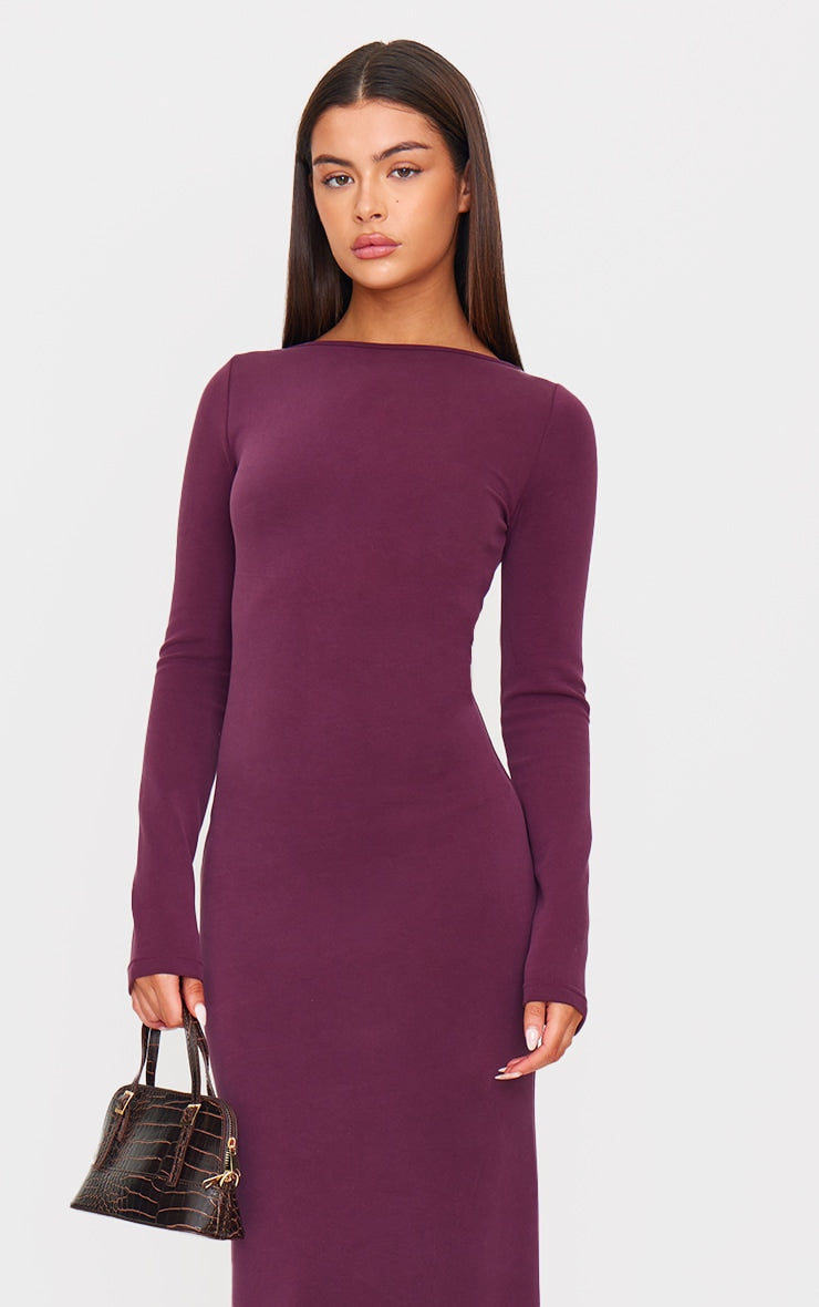 Plum Premium Contour Boat Neck Maxi Dress