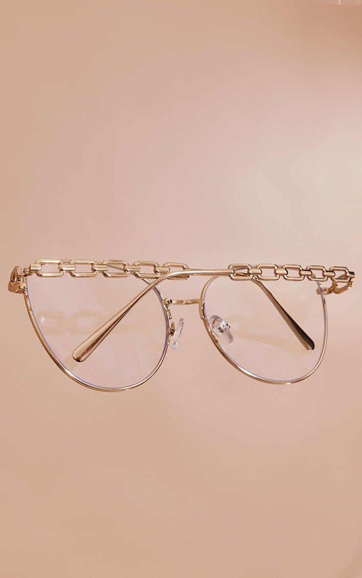 Gold Rounded Cat Eye Blue Light Readers