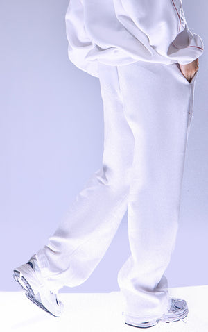 Ash Grey Oversized Contrast Piping Straight Leg Joggers