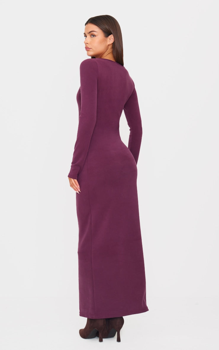 Plum Premium Contour Boat Neck Maxi Dress