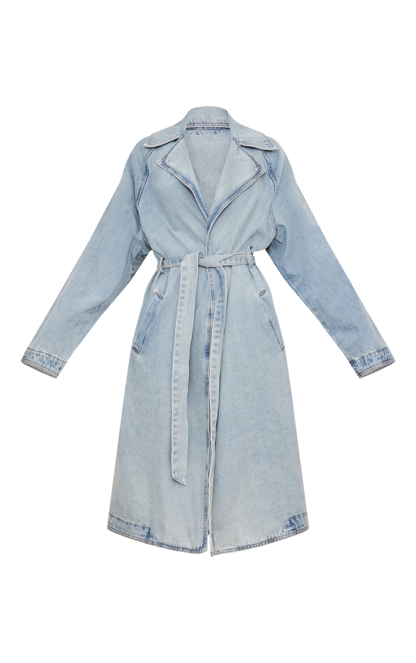 Vintage Wash Denim Trench Coat