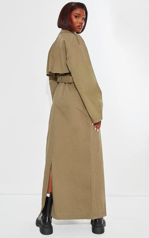 Tall Khaki Tie Waist Trench Coat