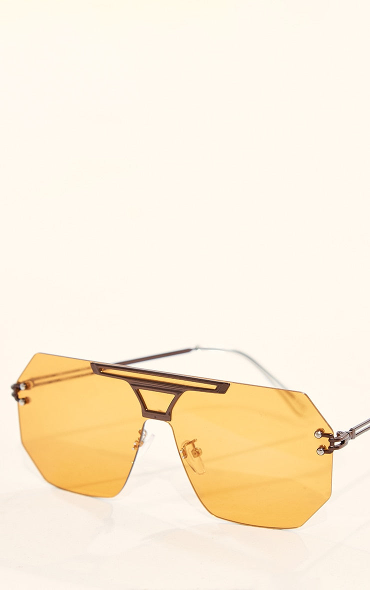 Orange Frameless Aviator Sunglasses