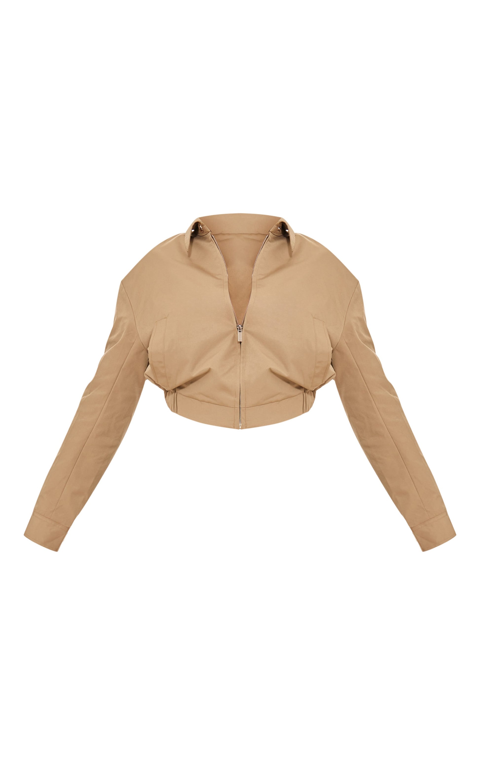 Olive Cotton Canvas Collar Detail Zip Up Jacket