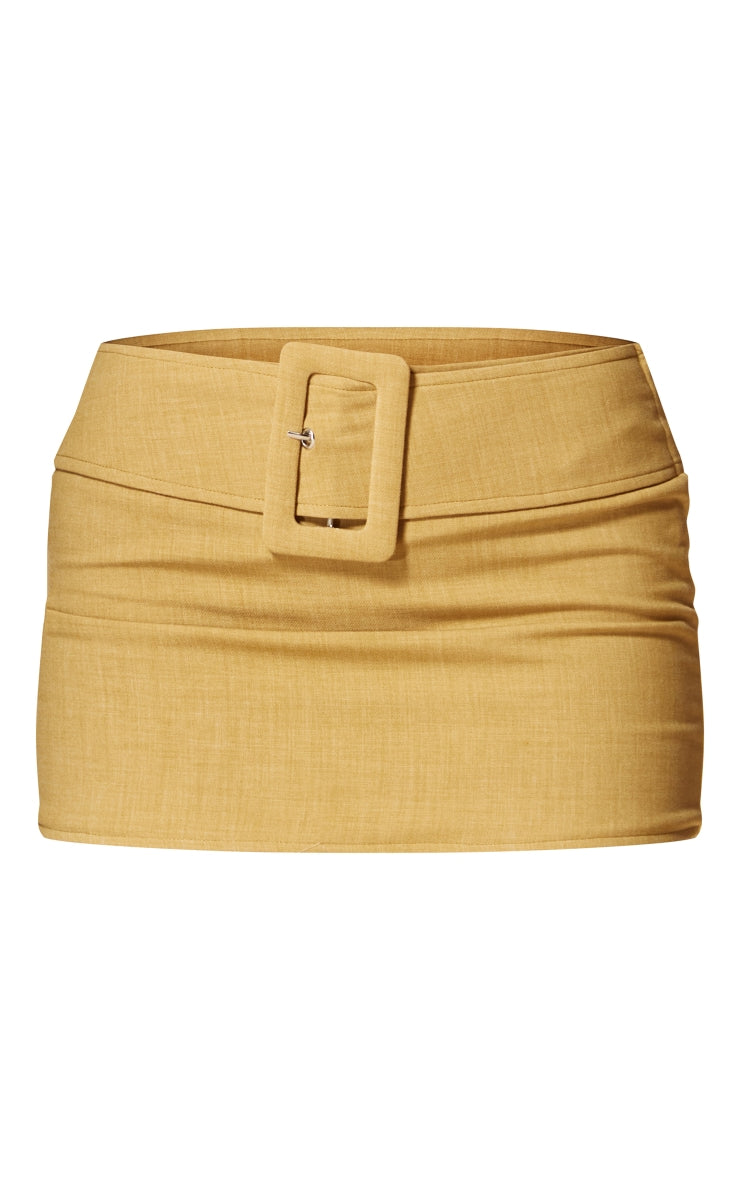 PLT Label Mustard Belt Detail Low Rise Micro Mini Skirt