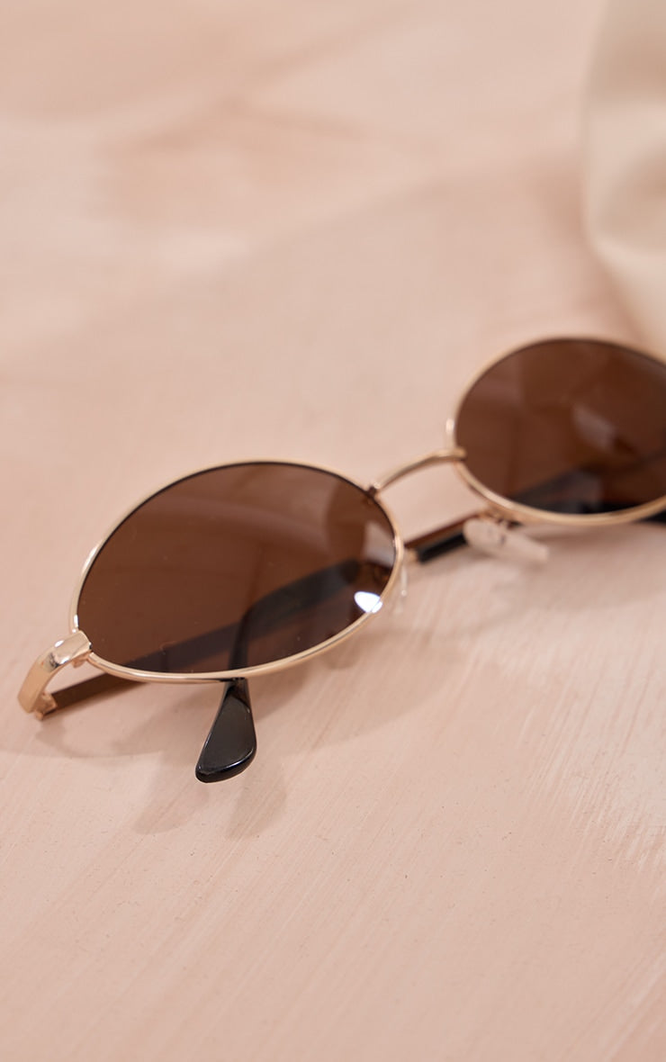 Silver Slim Oval Lens Sunglasses