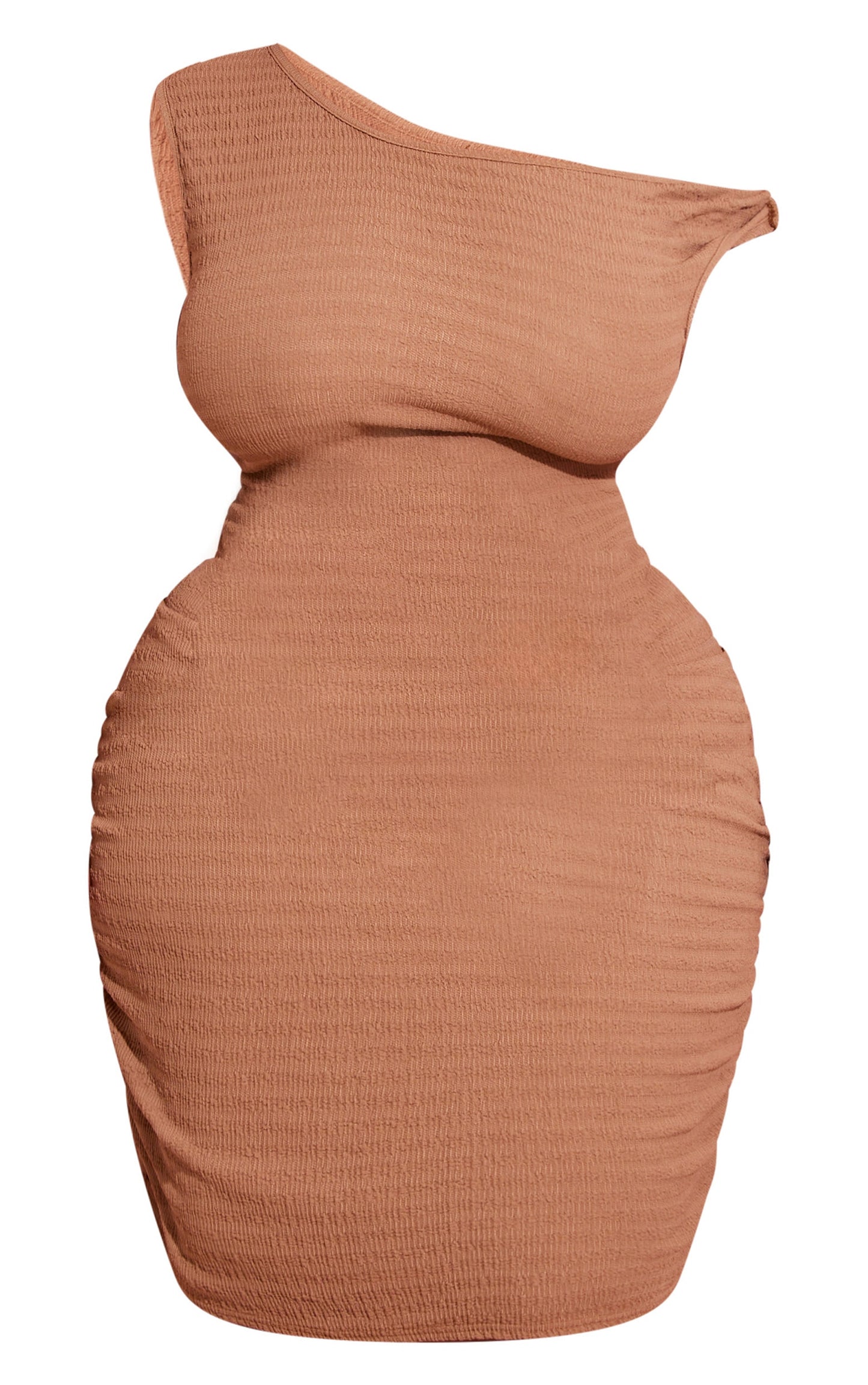 Plus Beige Open Knit One Shoulder Bodycon Dress