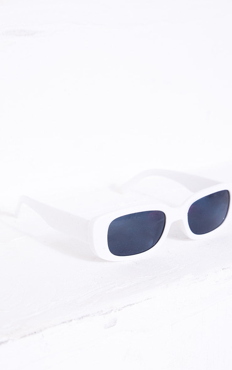 White Rectangle Slim Sunglasses