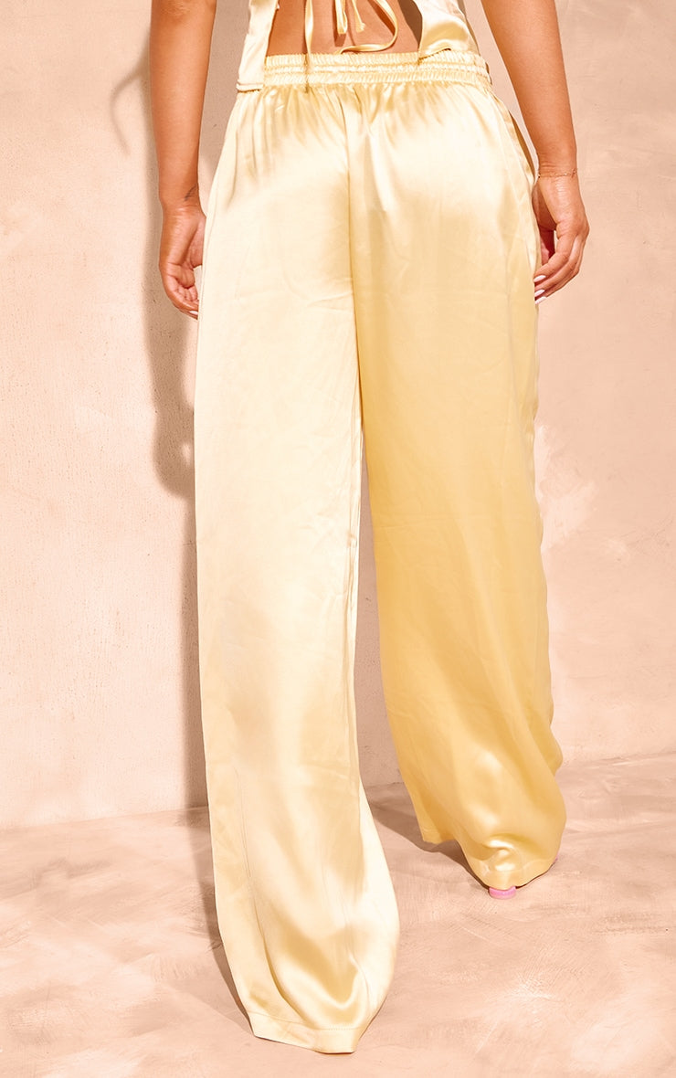 Buttercream Satin Drawstring Waist Straight Leg Trousers - HCWP 