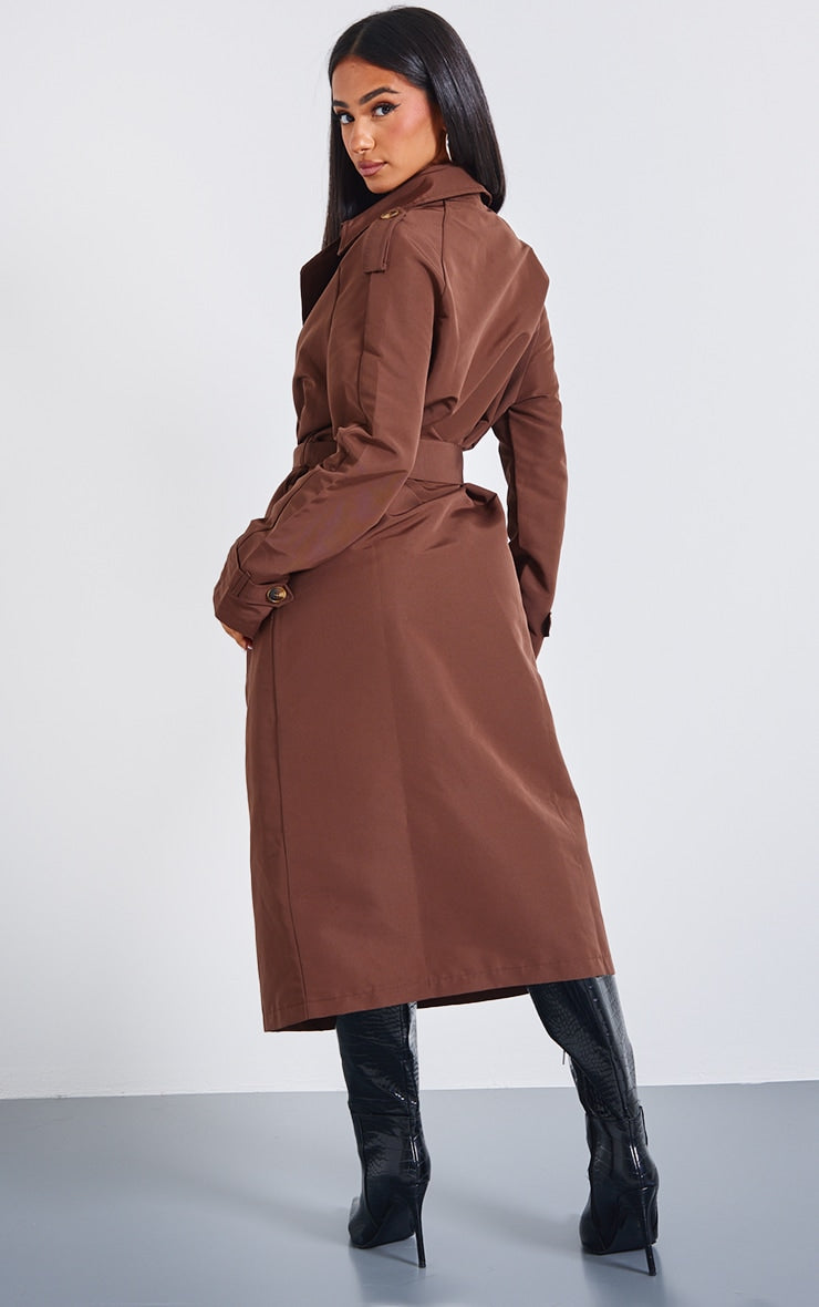 Petite Chocolate Oversized Trench Coat