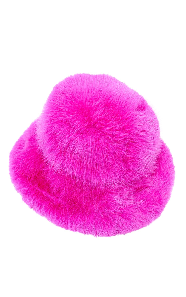 Chocolate Faux Fur Fluffy Bucket Hat