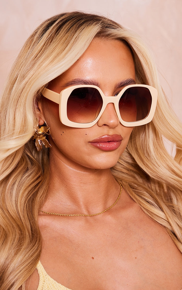 Cream Oversized Square Lens Sunglasses