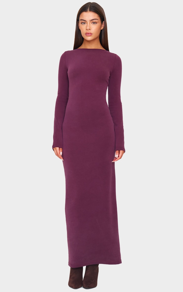 Plum Premium Contour Boat Neck Maxi Dress