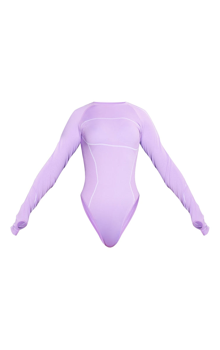 PRETTYLITTLETHING Lilac Ski Seamless Contrast Seam Bodysuit