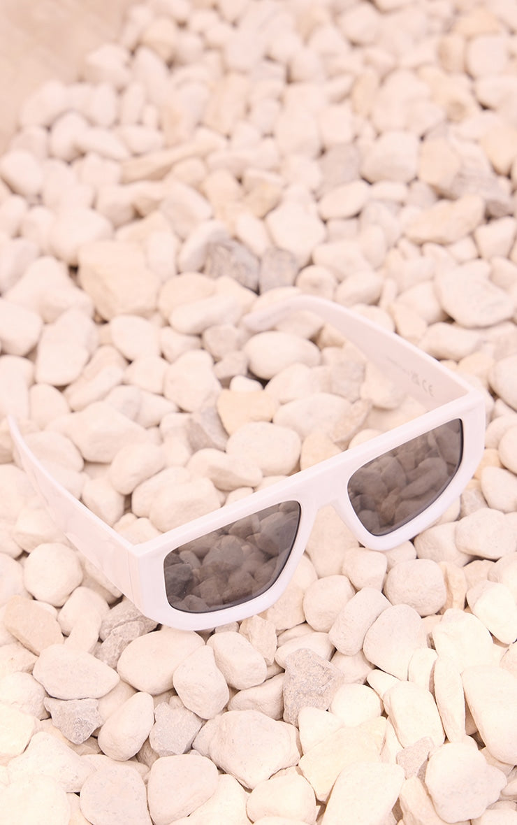 Blue Chunky Clear Frame Visor Sunglasses