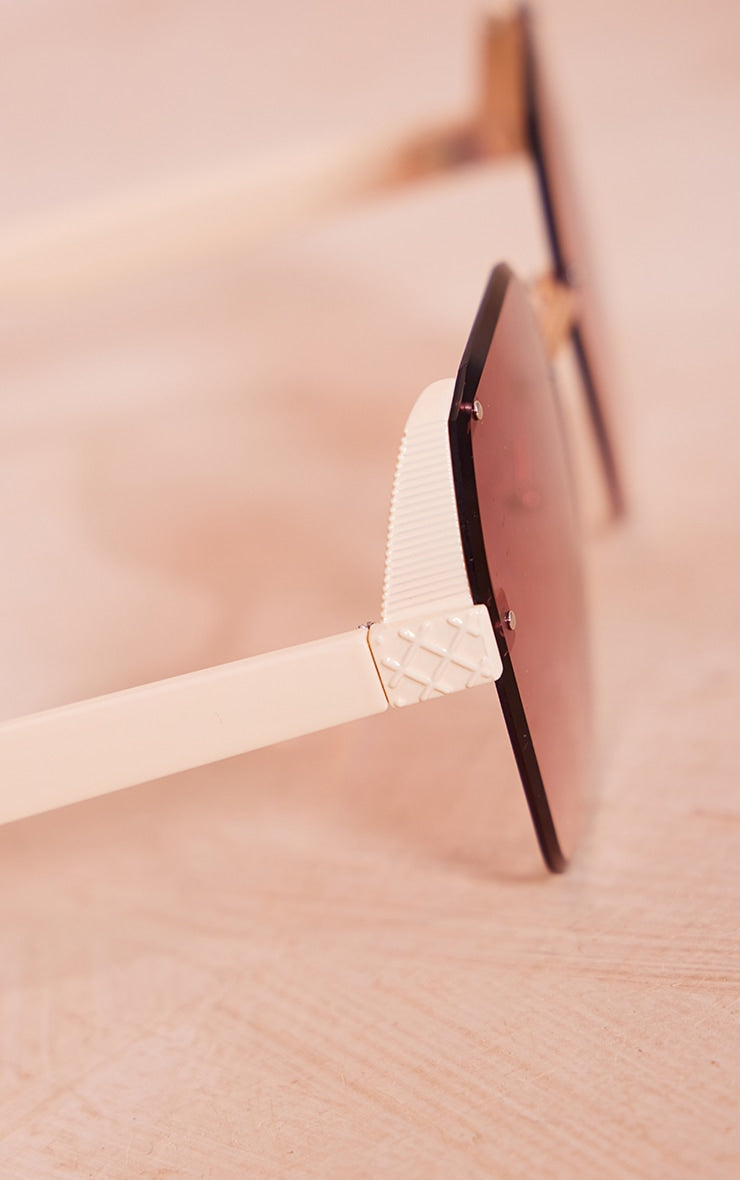 Cream Oversized Square Lens Sunglasses