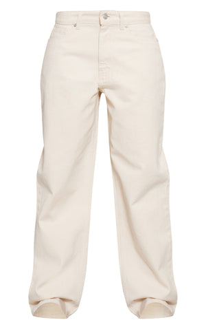 Ecru Basic Straight Leg Jeans