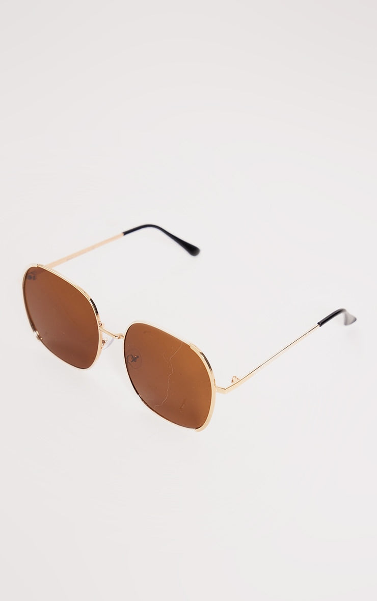 Gold Oversized Rounded Squared Sunglasses