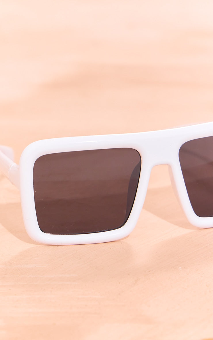 White Chunky Frame Visor Sunglasses