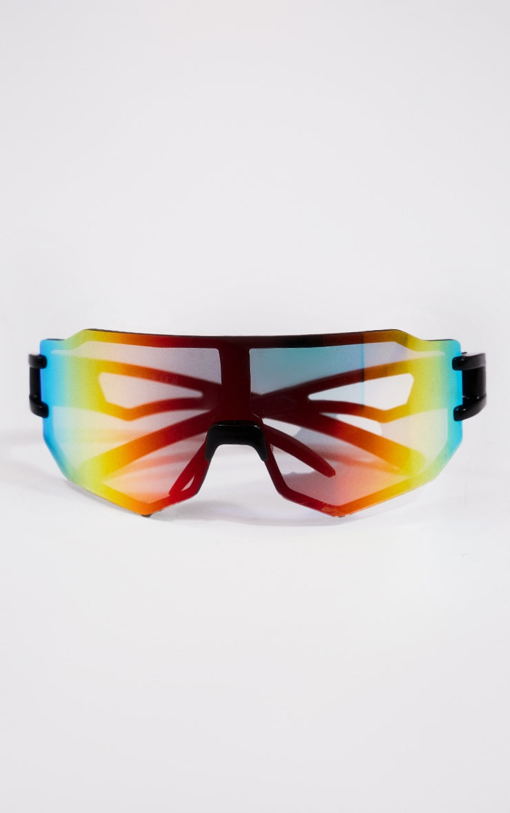 Red Tech Mirror Frame Visor Sunglasses