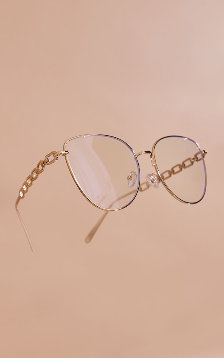 Gold Rounded Cat Eye Blue Light Readers