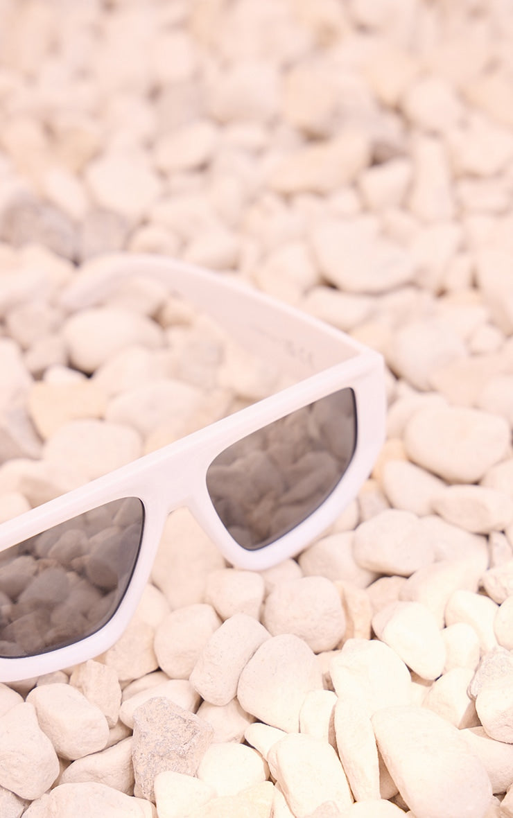 Blue Chunky Clear Frame Visor Sunglasses