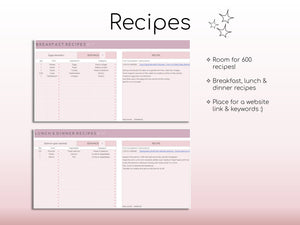 Weekly Meal Planner and Grocery List | Google Sheets Digital Template | Automated Shopping List | Food Prep | Printable Digital Meal Planner