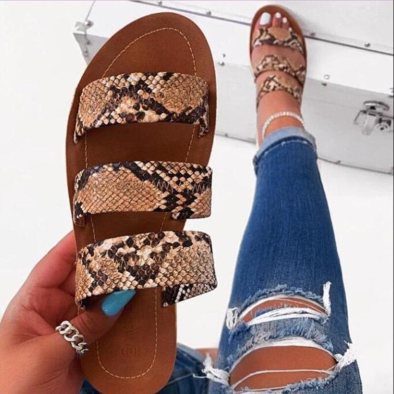 sandals flat bottom snake print