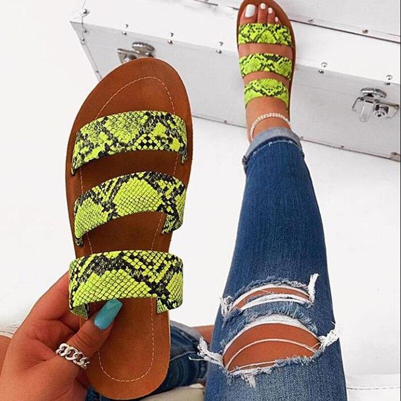 sandals flat bottom snake print