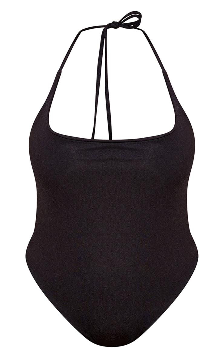 Plus Black Cowl Neck Swimsuit - HCWP 