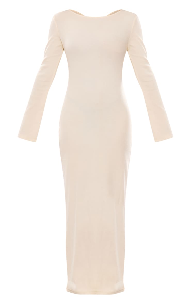 Cream Wide Rib Cut Out Twist Back Maxi Dress - HCWP 