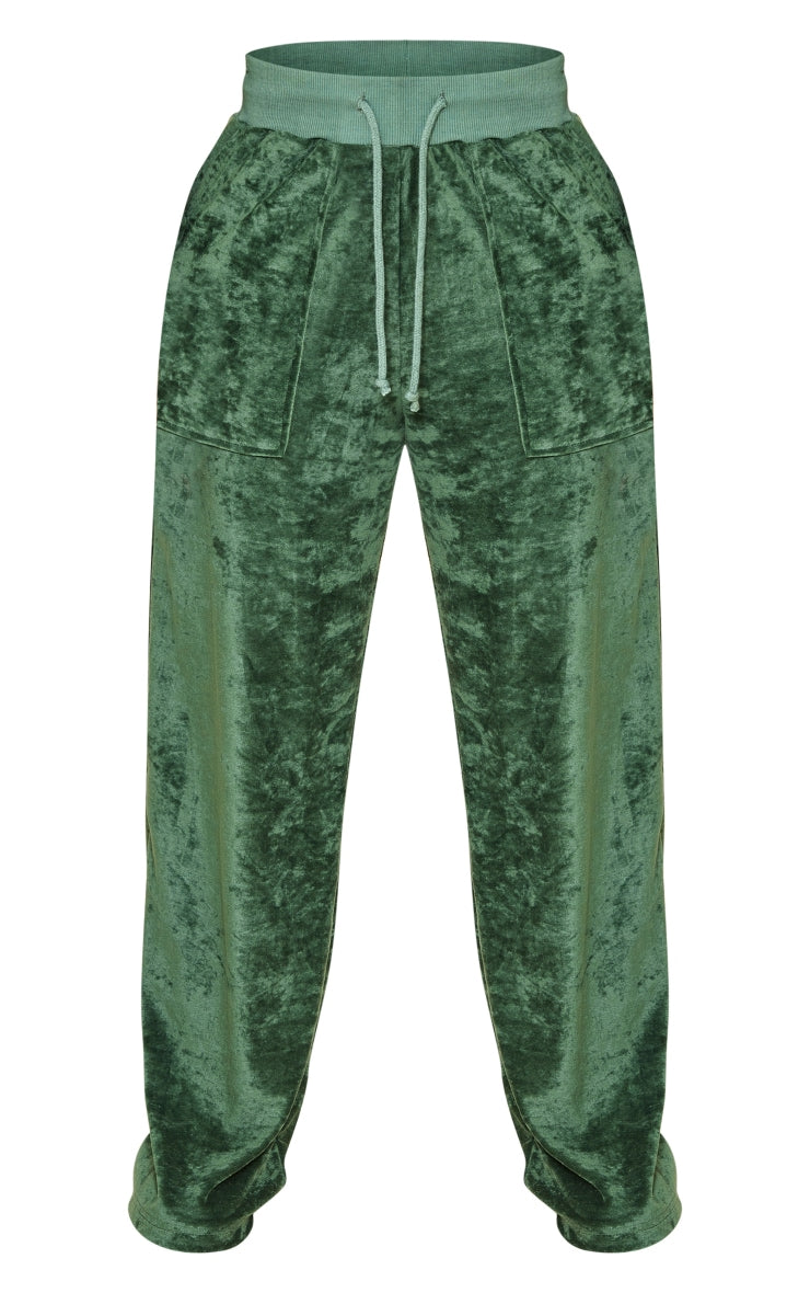 Shape Dark Green Velour Wide Leg Trousers - HCWP 