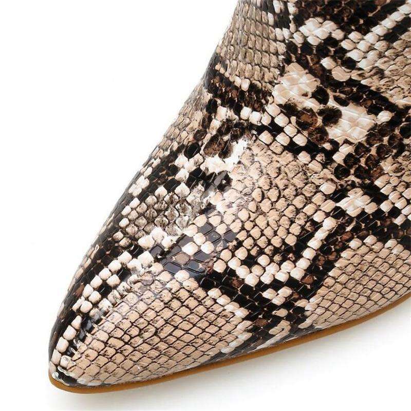 Snake Pattern High Heel Boots