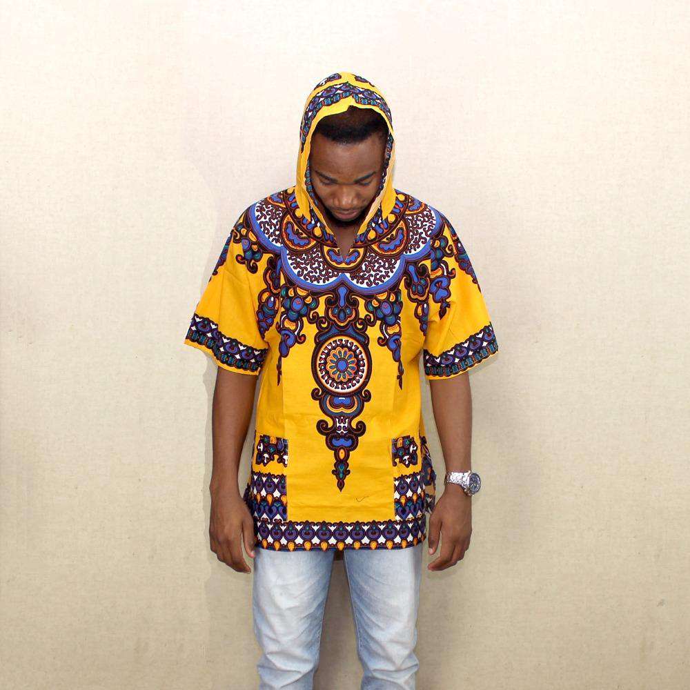 Yellow Mens African Dashiki Shirt