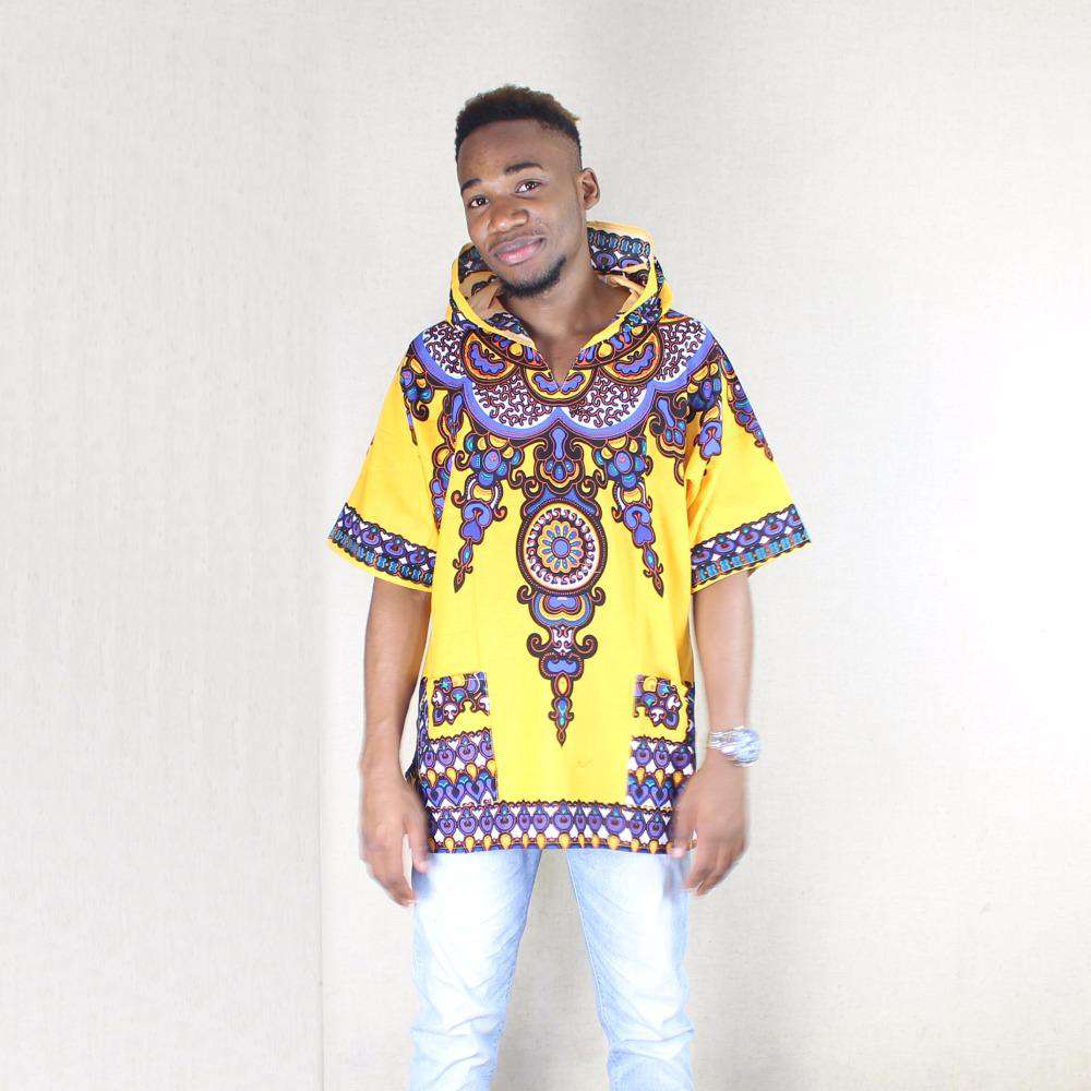 Yellow Mens African Dashiki Shirt