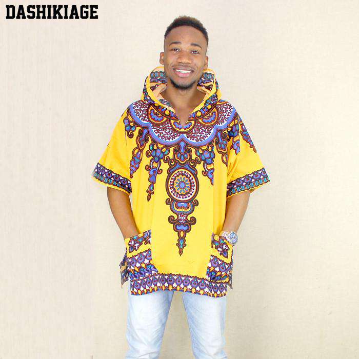 Yellow Mens African Dashiki Shirt