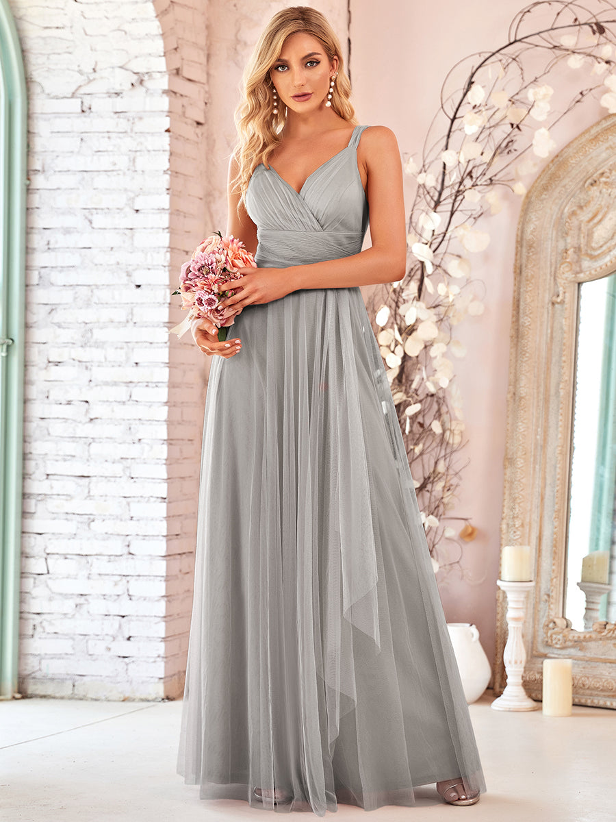 Adorable A Line Sleeveless Wholesale Tulle Bridesmaid Dresses With Belt - HCWP 