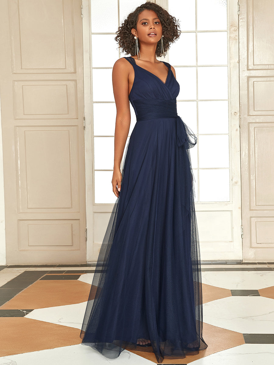 Adorable A Line Sleeveless Wholesale Tulle Bridesmaid Dresses With Belt - HCWP 