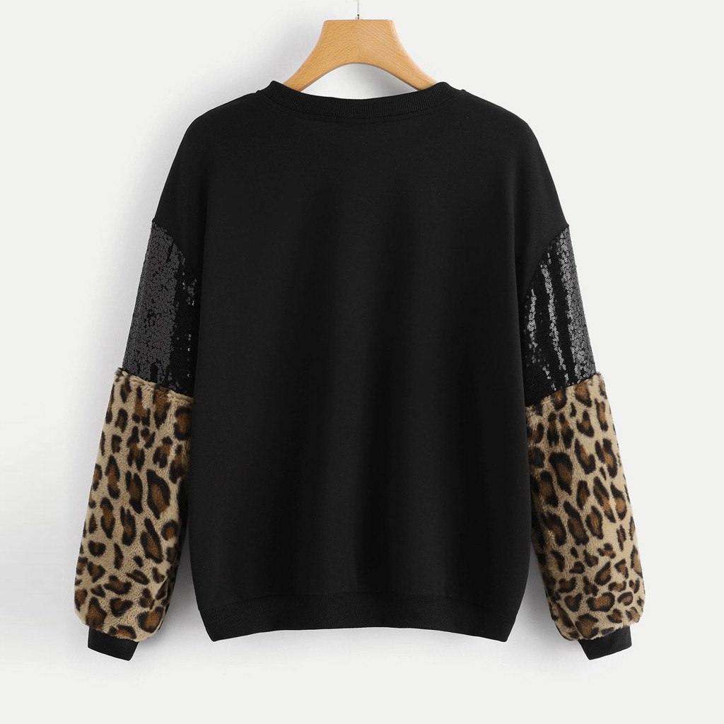 Pullover Leopard Patchwork Casual