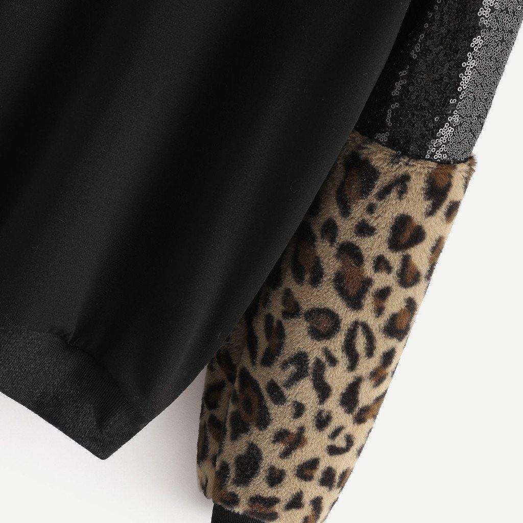 Pullover Leopard Patchwork Casual