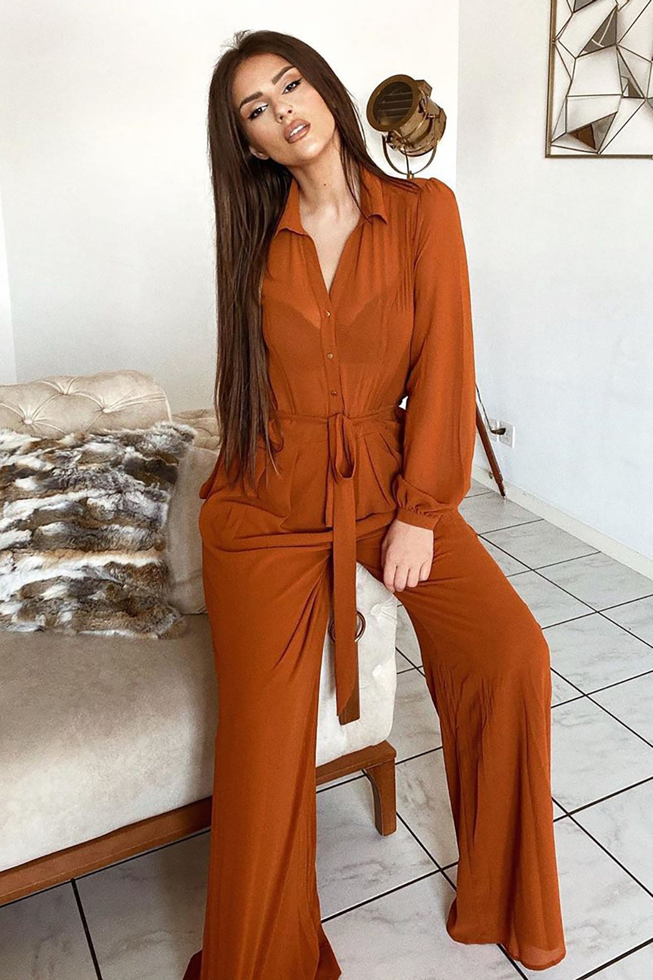 Like Me Better Jumpsuit - Cognac - HCWP 