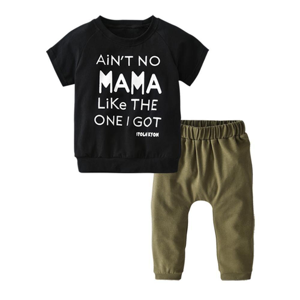 Sommer Neugeborenen Baby Boy Kleidung Set Baumwolle Brief Drucken Kurzarm T-shirt und Casual Hosen Kleinkind Kleidung Outfits