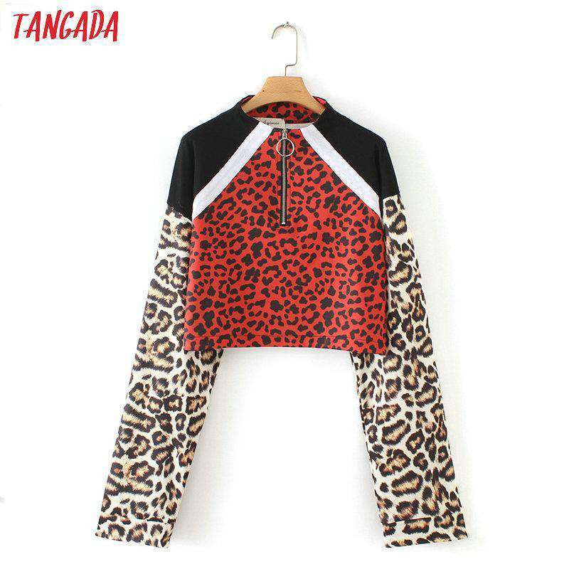 Tangada frauen leopard muster sweatshirts